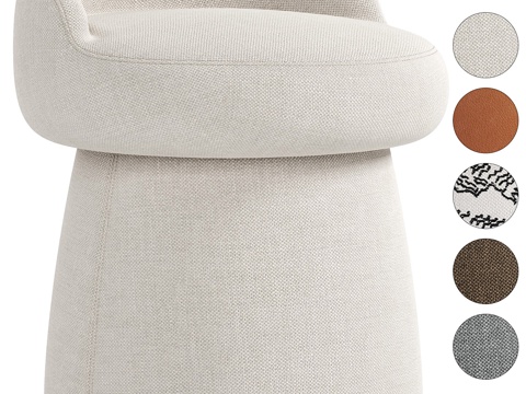  现代奶油风布艺椅子3d模型 