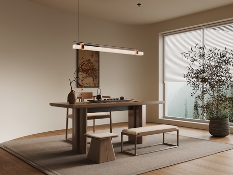  新中式茶桌椅 茶台3d模型 