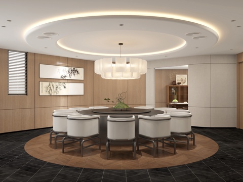  会所餐厅包厢3d模型 