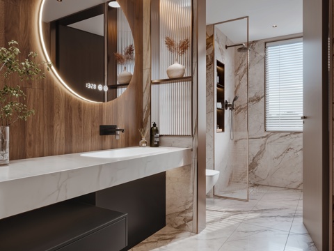  现代卫生间浴室3d模型 