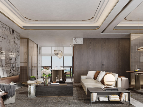  轻奢大平层 样板间 最新全套施工图 效果图合集cad施工图 