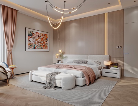  现代主卧室3d模型 