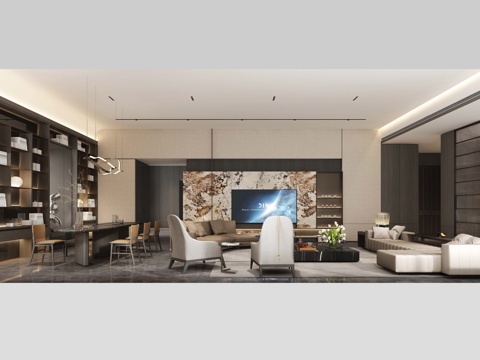 轻奢意式大平层 样板间 最新全套施工图 效果图合集cad施工图