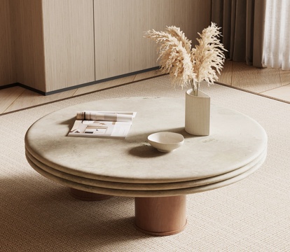 侘寂中古茶几su模型