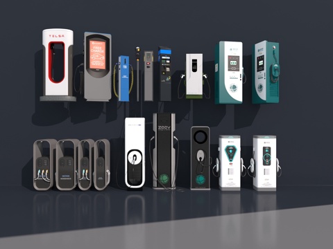  现代充电桩3d模型 