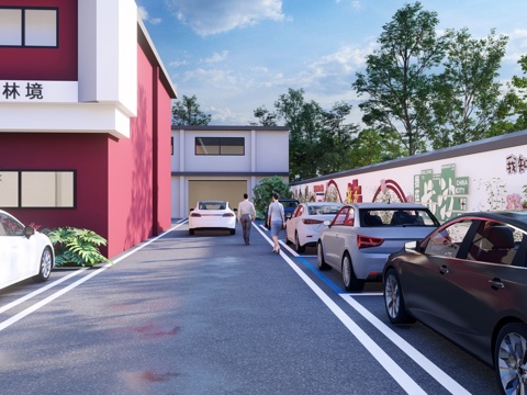 现代工业厂房景观改造su模型