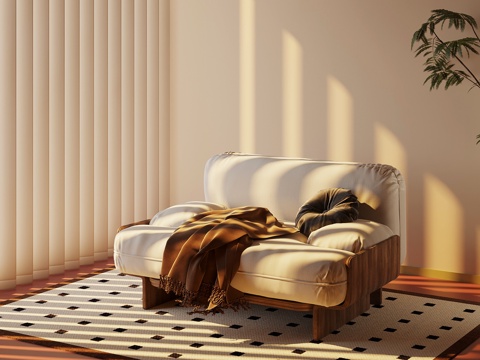 中古风单人沙发 休闲沙发su模型