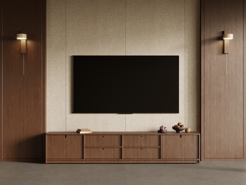  中古风电视柜su模型 