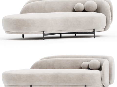  现代奶油风布艺休闲沙发3d模型 