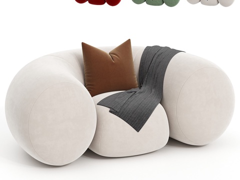  现代奶油风布艺单人沙发3d模型 