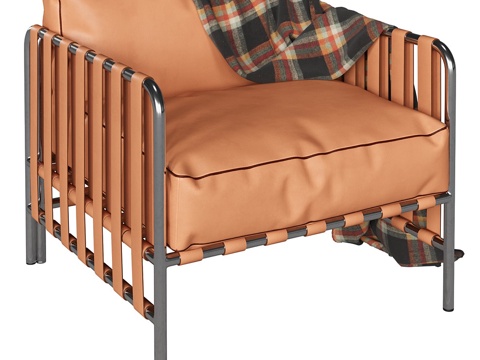  现代意式皮革扶手椅3d模型 