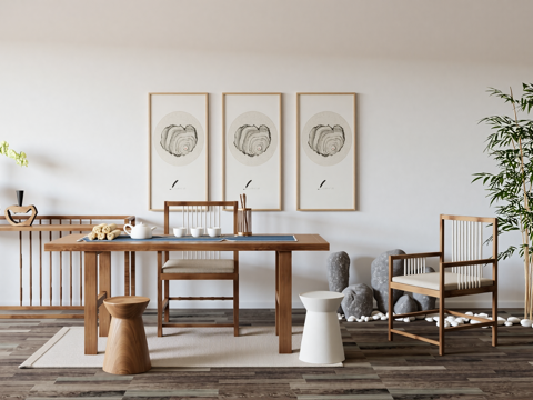  新中式茶室su模型 