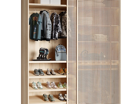  新中式儿童衣柜 移门衣柜3d模型 