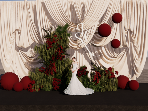 小众 布幔造型婚礼美陈su模型