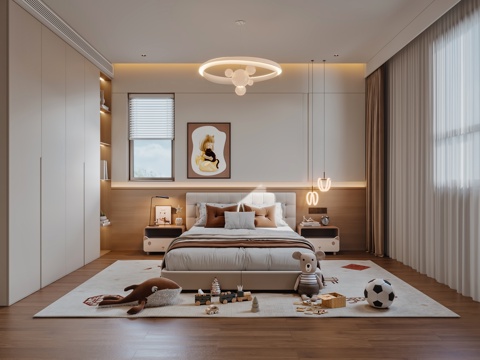  现代儿童房卧室3d模型 