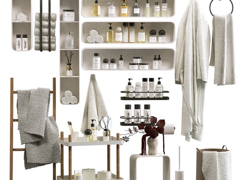  现代侘寂浴室配件 浴室用品3d模型 