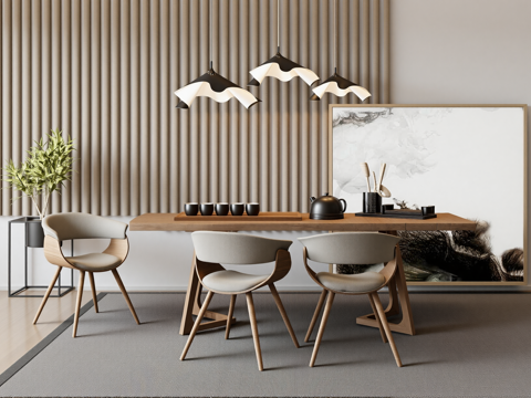  新中式茶室su模型 