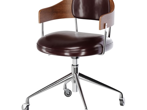  现代意式木质金属办公椅3d模型 