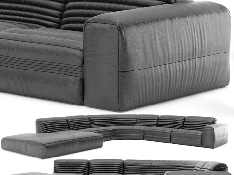  现代意式弧形皮革组合沙发3d模型 