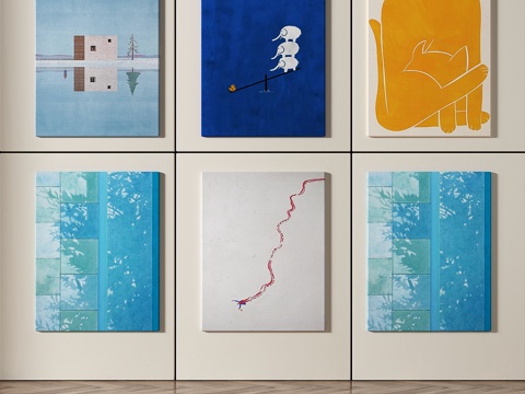  现代，简约，抽象，装饰画3d模型 