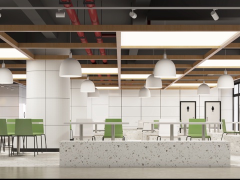  现代餐厅食堂员工餐厅公司食堂3d模型 