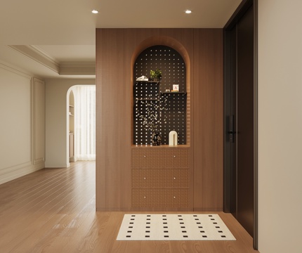  中古风鞋柜 入户鞋柜3d模型 