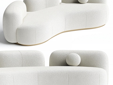  现代意式弧形布艺休闲沙发3d模型 