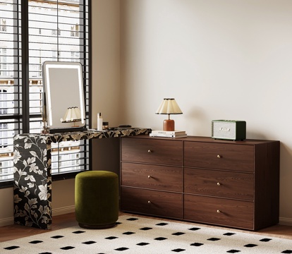  法式复古梳妆台 化妆台su模型 