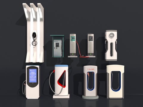  现代充电桩3d模型 