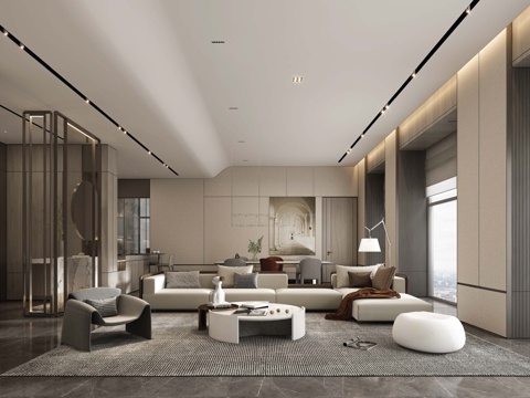 轻奢意式大平层 样板间 最新全套施工图 效果图合集cad施工图