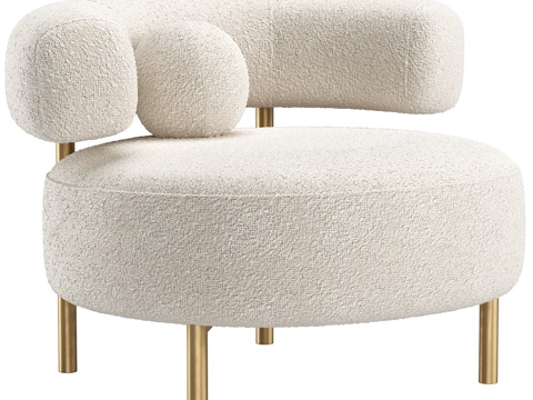  现代奶油风布艺沙发椅3d模型 