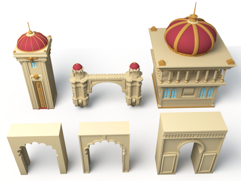  风格化资产 欧式配件 欧式简模 欧式建筑 欧式城堡 欧式简模3d模型 