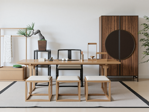  新中式茶室su模型 