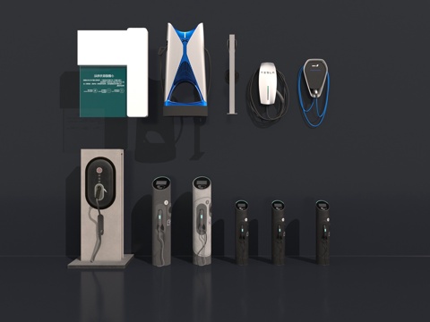  现代充电桩3d模型 