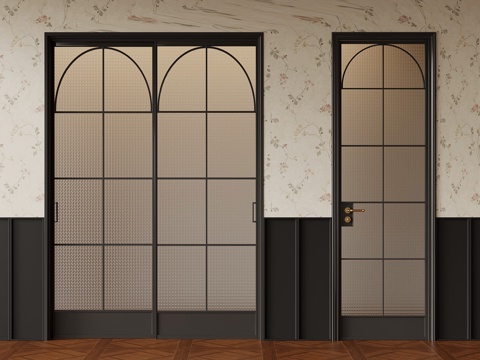 法式双开门 单开门su模型