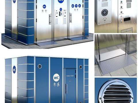  公共厕所。干式马桶。街边厕所3d模型 