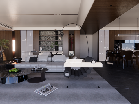 意式家居客厅su模型