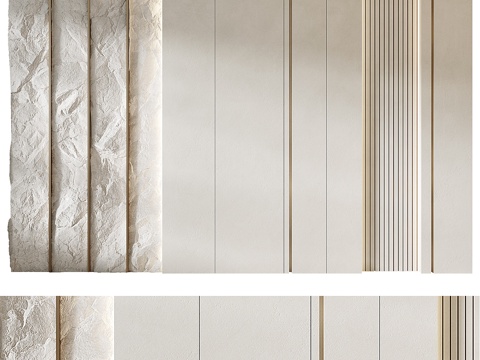  现代极简装饰墙板 背景墙3d模型 