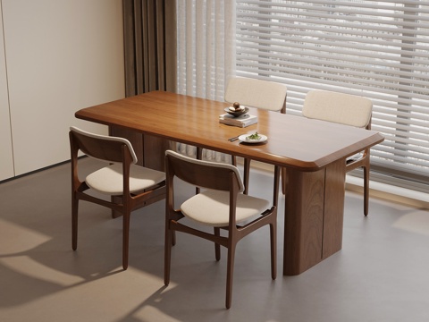 中古风餐桌椅su模型