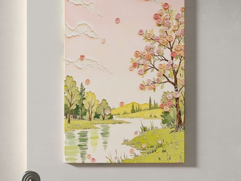  现代，轻奢，奶油，田园，装饰画3d模型 