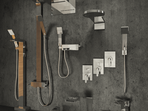  现代淋浴花洒 花洒 水龙头3d模型 