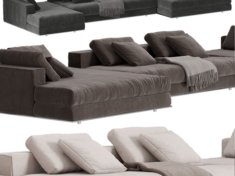  现代意式布艺组合休闲沙发3d模型 