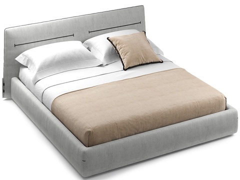  现代意式布艺双人床3d模型 