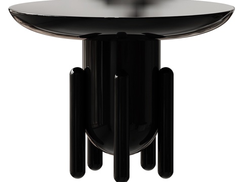  现代侘寂圆餐桌3d模型 