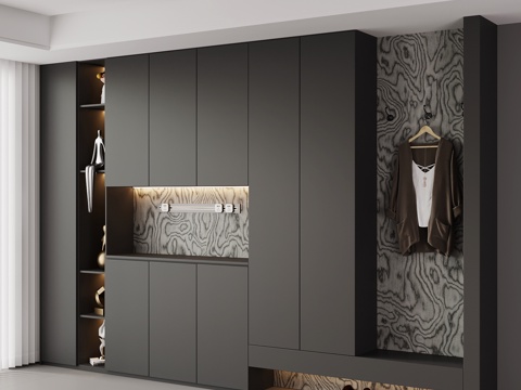  现代鞋柜 玄关柜su模型 