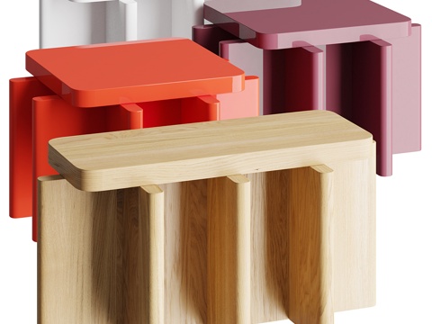  现代方茶几组合3d模型 