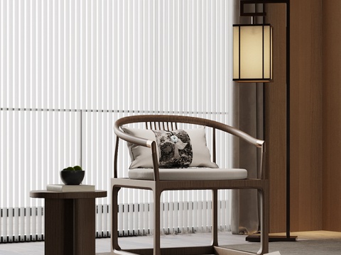 新中式休闲椅su模型