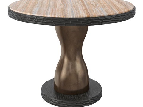  现代侘寂大理石圆餐桌3d模型 