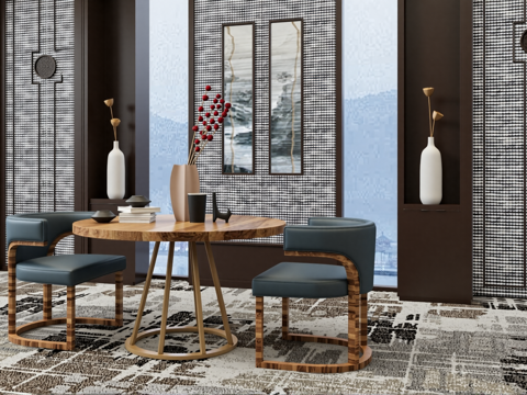  新中式茶室su模型 