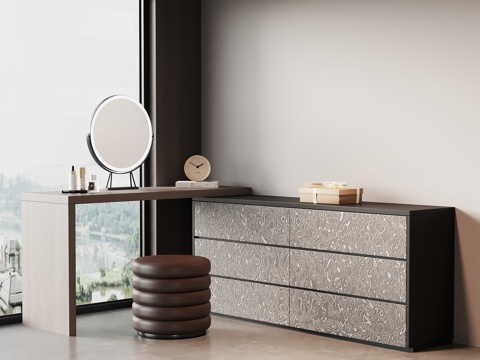  现代意式梳妆台 化妆台su模型 